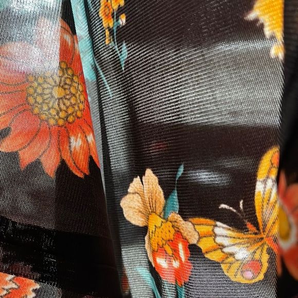 Vintage 70s Floral and Black Long Sleeve Sheer Maxi Dress - Picture 14 of 16